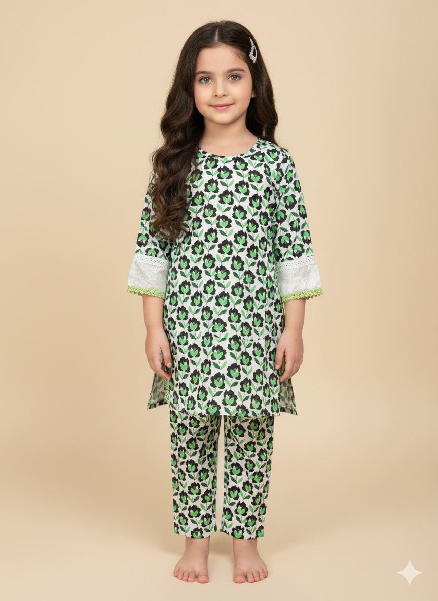 Two piece lawn suit.