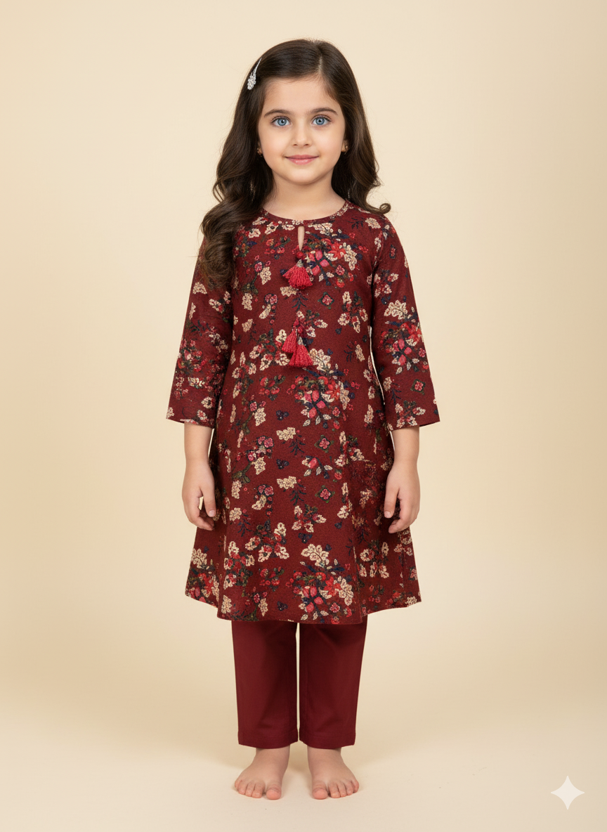 Two piece khaddar suit