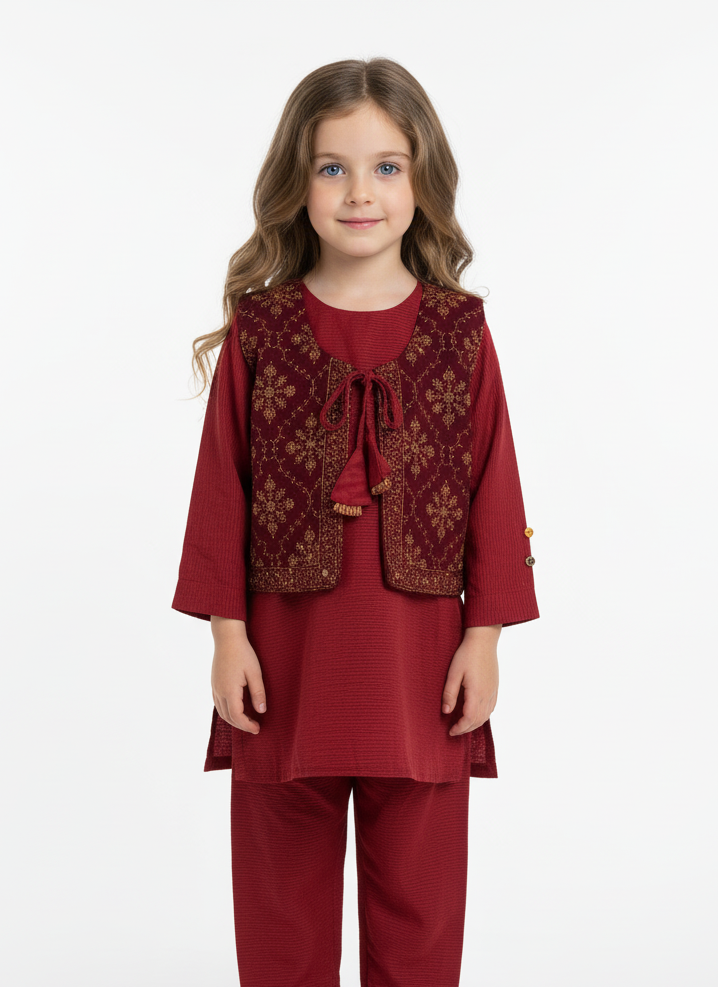 Three piece khaddar suit