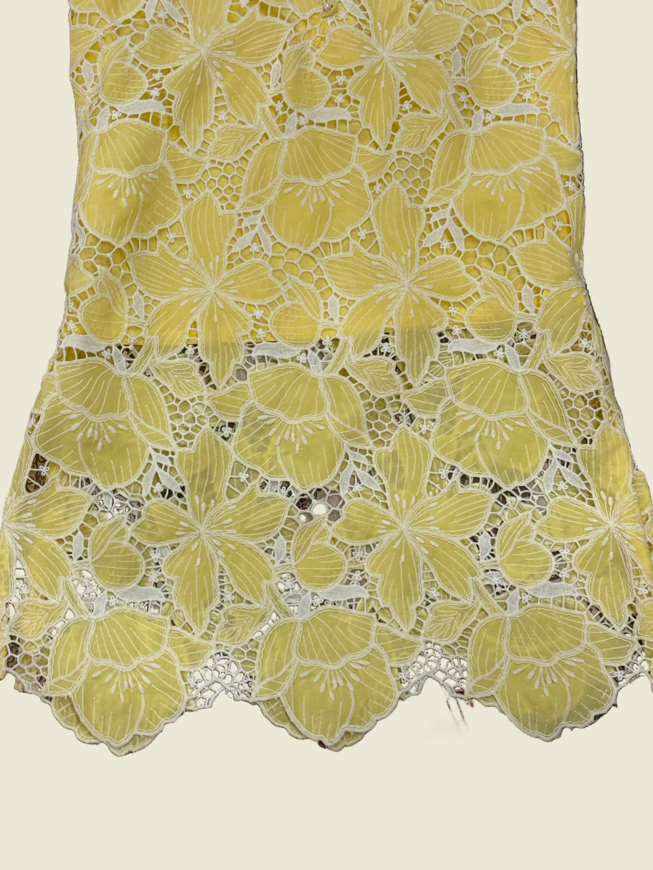 Two piece embroidered cutwork suit