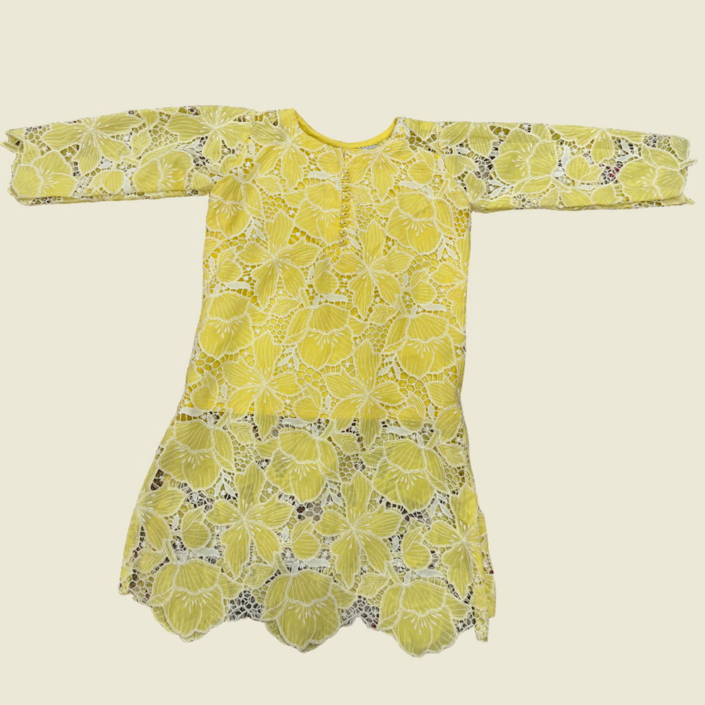 Two piece embroidered cutwork suit