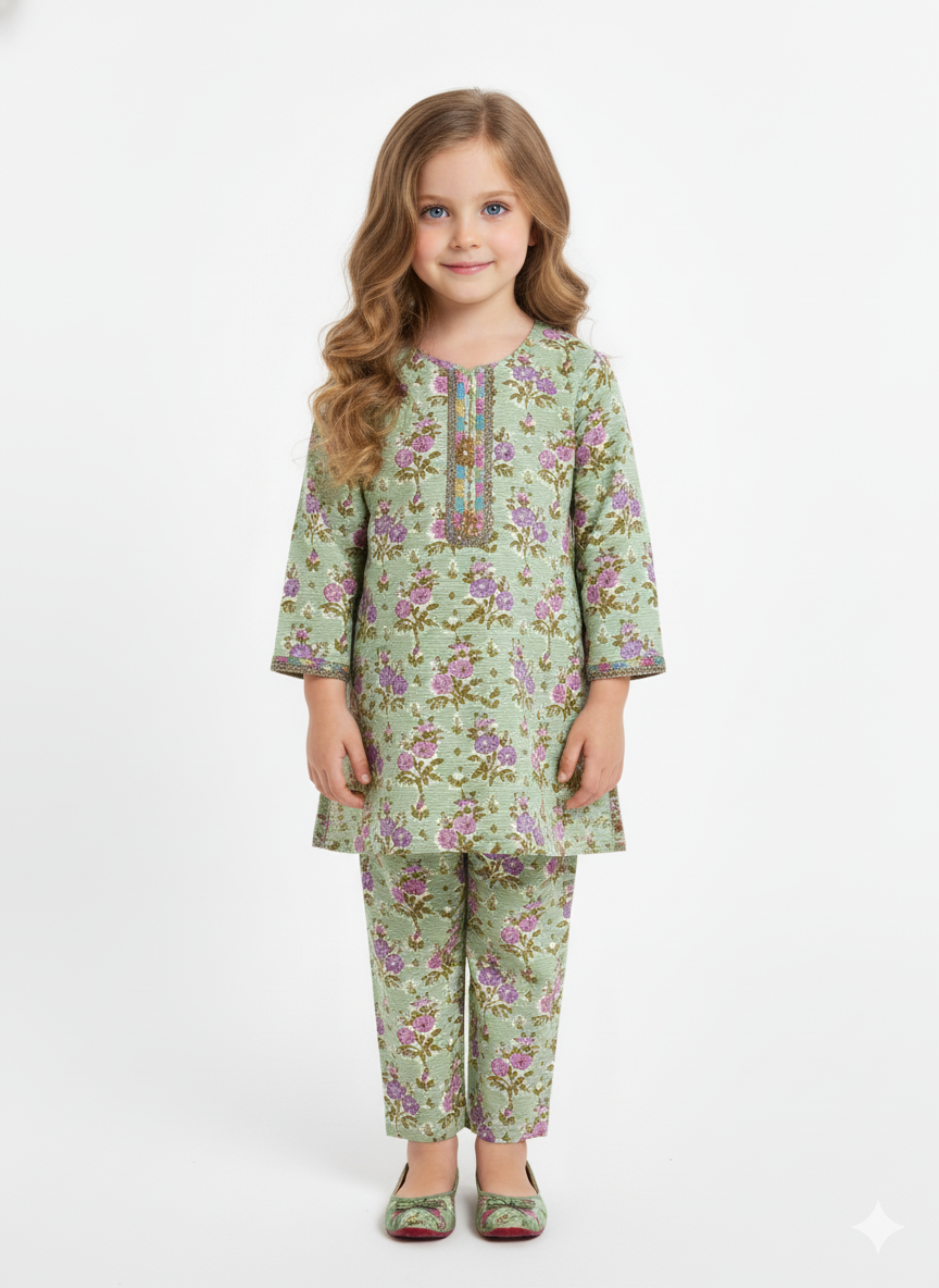 Two piece khaddar suit