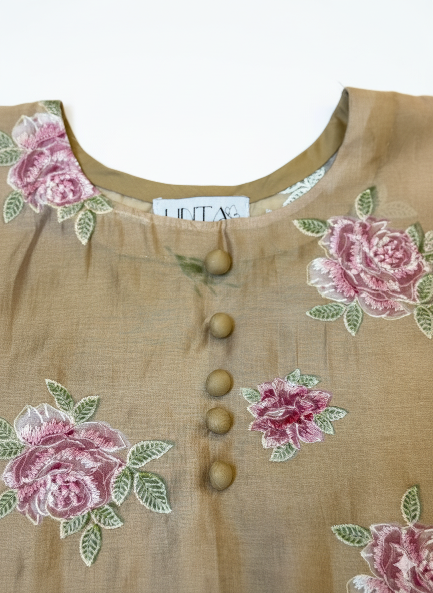 Two piece paper cotton embroidered suit