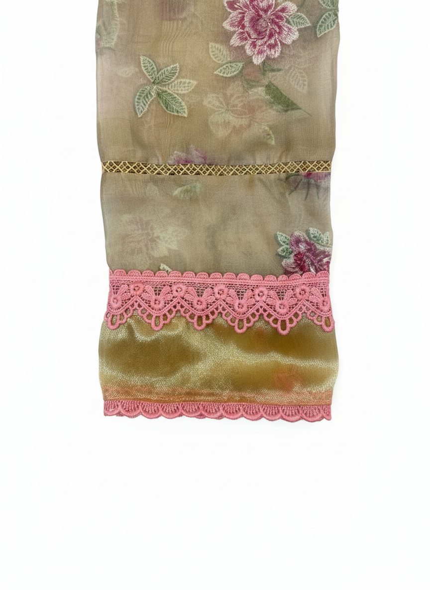 Two piece paper cotton embroidered suit